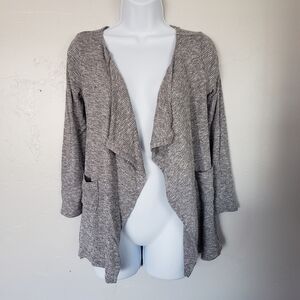 Epic Threads Grey Cardigan Ribbed Draped Front Med
